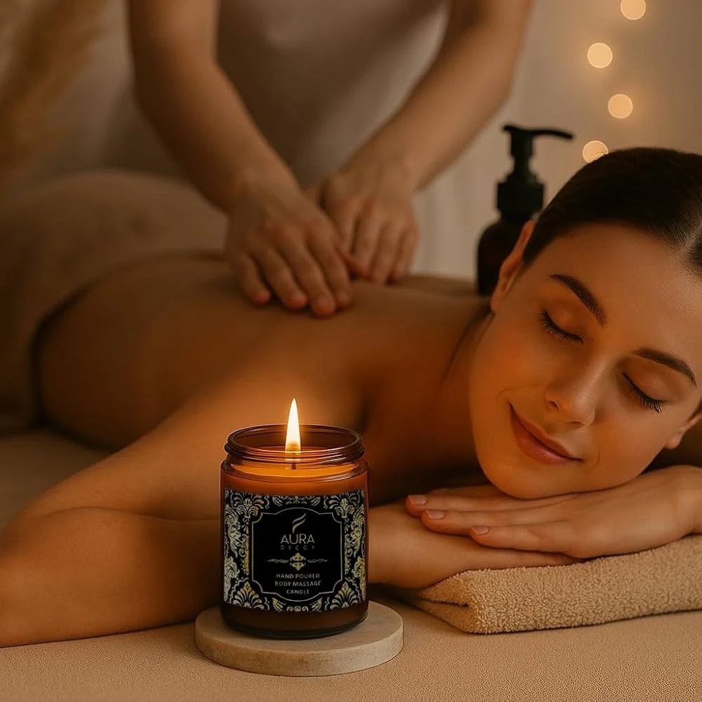 Aroma candle and back massage therapy